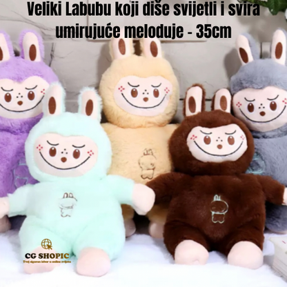 Veliki Labubu koji diše, svijetli i svira umirujuće melodije - 35cm visine